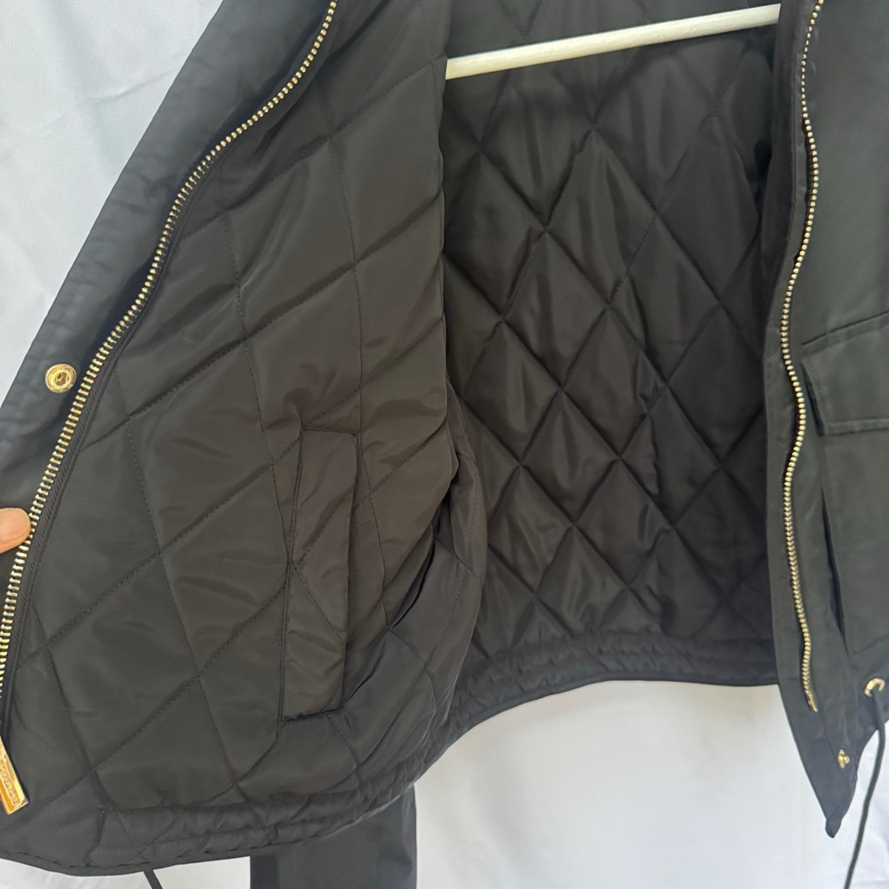 NWT MICHAEL KORS Women’s Reversible Bomber Jacket Black Small Quilted Zip Front - Picture 10 of 13